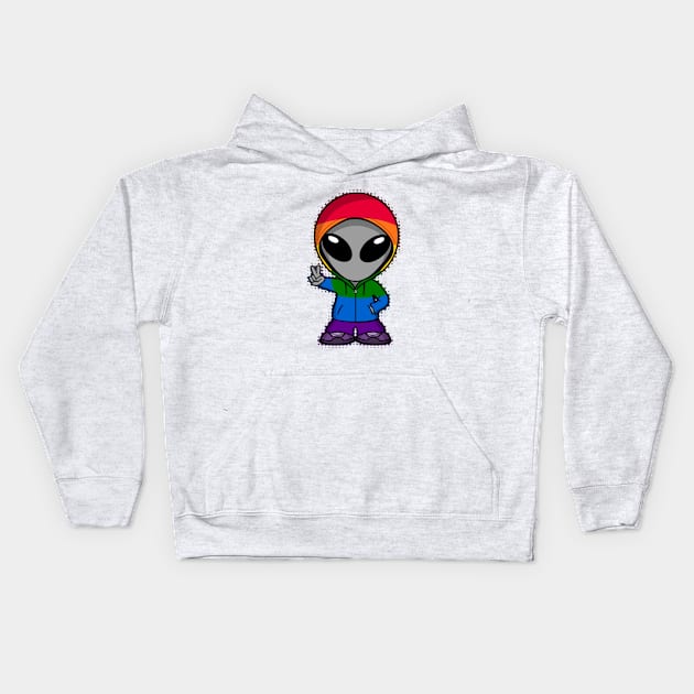 Space Alien LGBTQIA Pride Colors Kids Hoodie by SpaceAlienTees